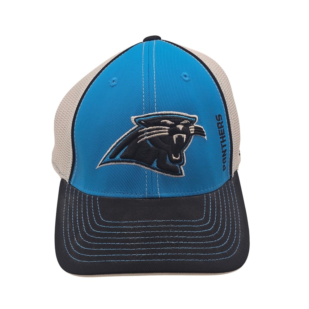 Reebok Carolina Panthers Hat L/XL Blue White NFL Sideline Y2K Sporty Trucker